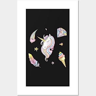 Unicorn print Posters and Art